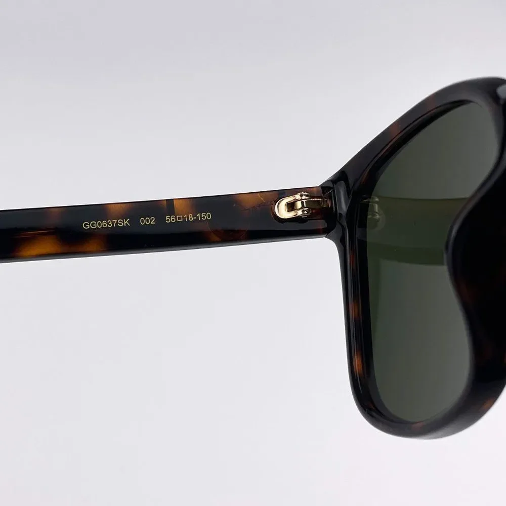 🔥  GUCCI LOGO GG0637SK 002 Sunglasses Havana Green Square Men